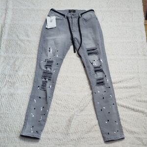Siksilk Basic Cut Distressed Riot Denim Wash Gray Men's Size M (32) NWT